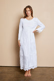 The Everly-Lace Temple Dress in White.