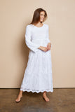 The Everly-Lace Temple Dress in White.