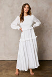 Lennon Smocked Top Ruffle White Temple Dress