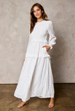 Lennon Smocked Top Ruffle White Temple Dress