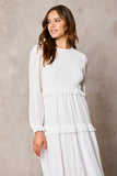 Lennon Smocked Top Ruffle White Temple Dress