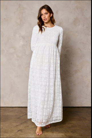 Oakley Lace Temple Dress in White Plus Sizes Available