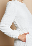 The Grace-Eyelet Lace Tiered Dress in Natural White