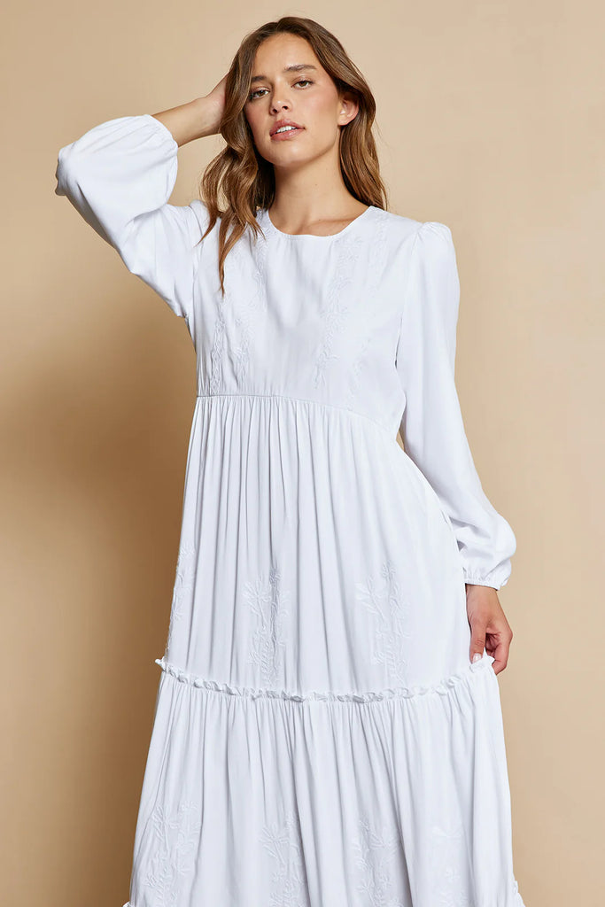 The Remi White Temple Dress  Bella Sun Boutique