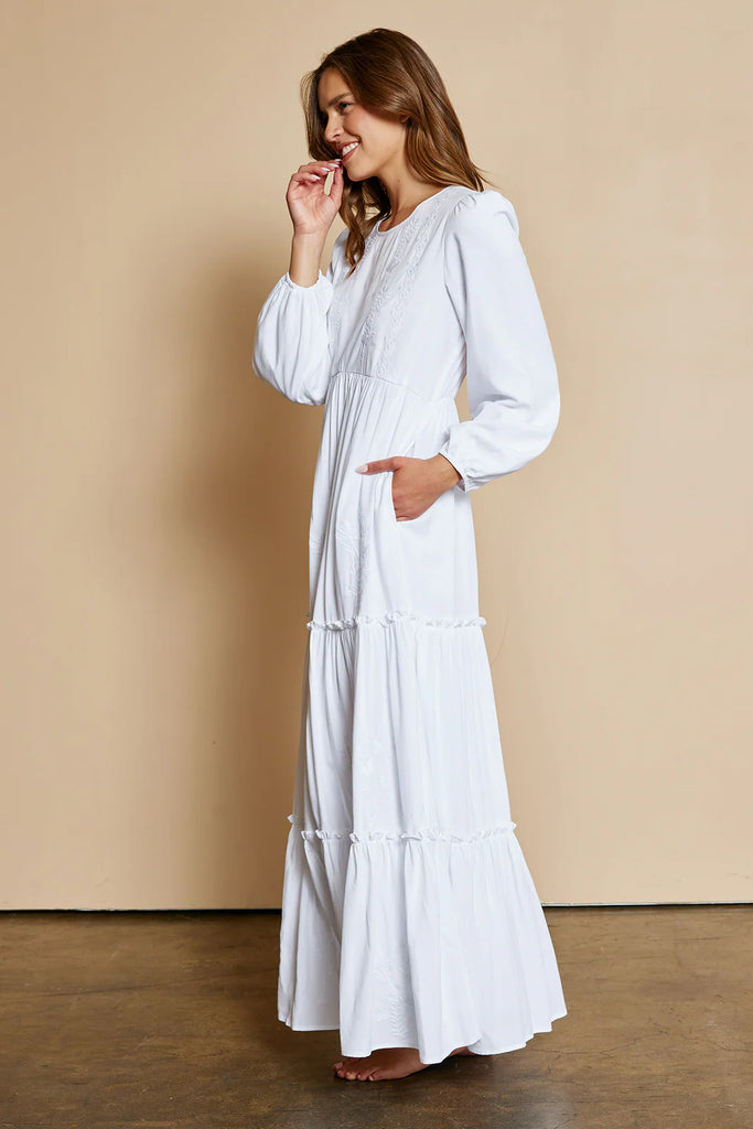 Dresses Lds Beehive Clothing Temple Dresses Flora LDS Temple Dress  Embroidered  Dressed In White