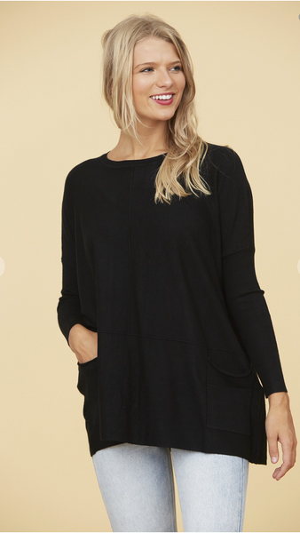 Oversize Pocket Sweater Dolman Top