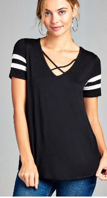 Double Stripe V-Neck