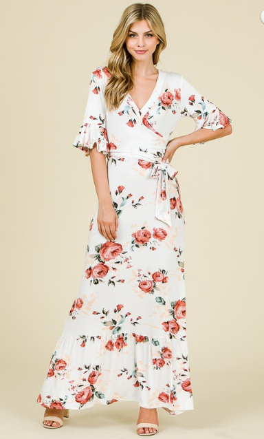 francesca's floral maxi dress Ann Bow Back Floral Maxi Dress