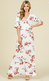 Francesca Wrap Maxi Floral Dress- Black and Ivory