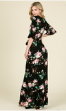 Francesca Wrap Maxi Floral Dress- Black and Ivory