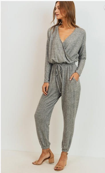 Cherish Soft Cozy Brushed Knit Relaxed Fit Long Sleeve Crossover Jumper