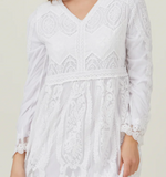 The Taylor Dress- Pocket Embroidered Lace Maxi White Temple Dress