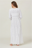 The Taylor Dress- Pocket Embroidered Lace Maxi White Temple Dress