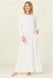 Jasmine White Embroidered Temple/ Wedding Dress with Pockets