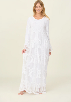 Caitlin-White Lace Dress Temple Dress with pockets -Also Comes in Petite and Plus Size XS-XXL