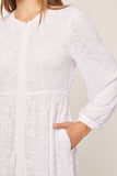 The Molly Lace Front Zipper Temple Dress in White