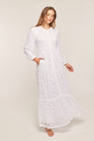 The Molly Lace Front Zipper Temple Dress in White