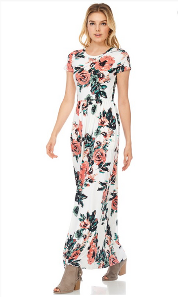 Caitlin Floral Print Maxi Dress. Great for Bridesmaids also matching for girls Sizes S-XL