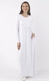 Melinda White Temple Dress with Pockets-LDS