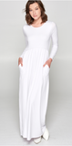 Melinda White Temple Dress with Pockets-LDS